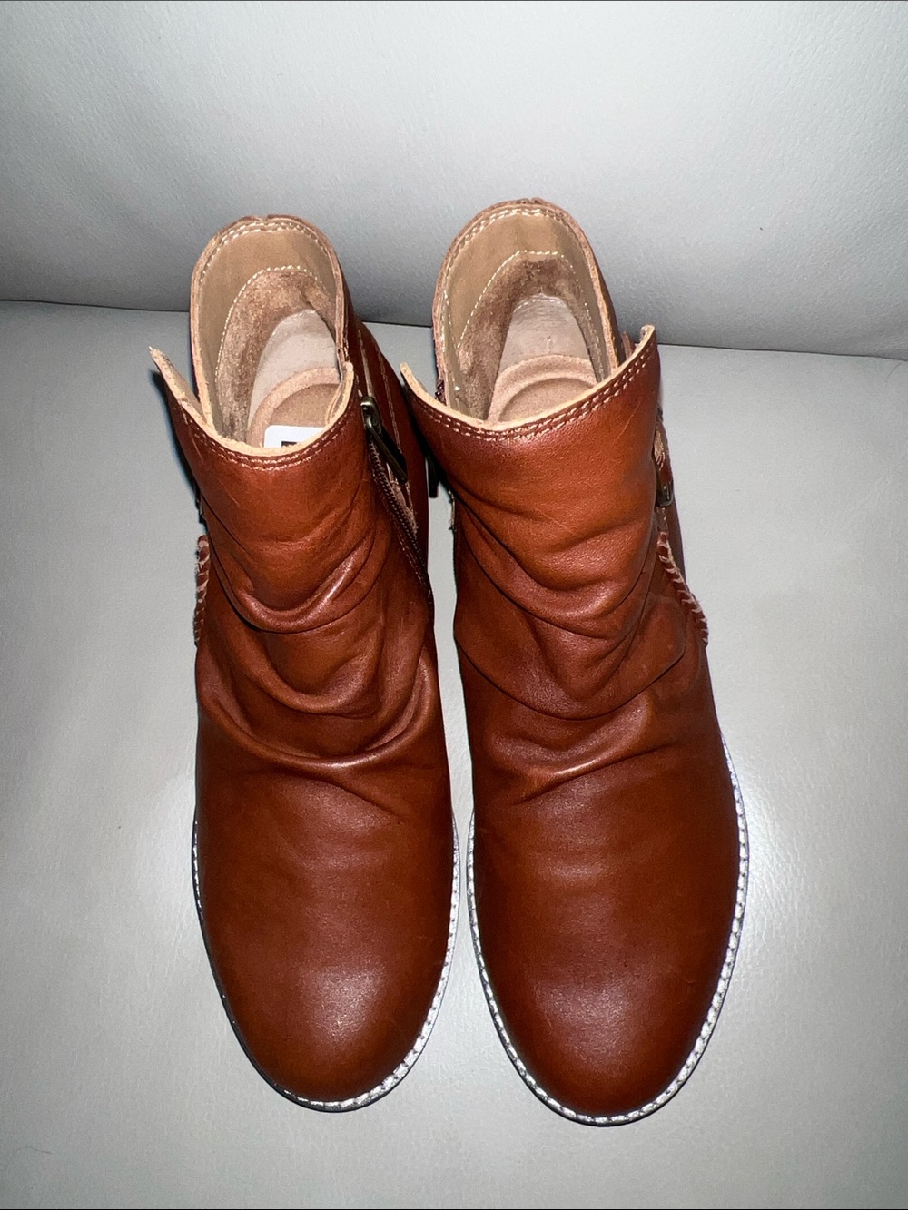 Earth Brown Leather Ankle Boots with Side Buckle - Picture 3 of 7